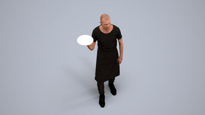 realistic 3D human man hospitality, archviz people FBX OBJ for Blender, back view render