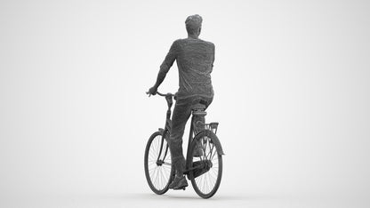 3D scanned man sitting casual, photorealistic archviz people for Enscape and SketchUp, wireframe front view