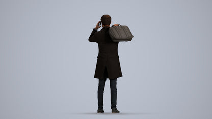 scanned 3D man business standing, photogrammetry people for Enscape and V-Ray, front view render