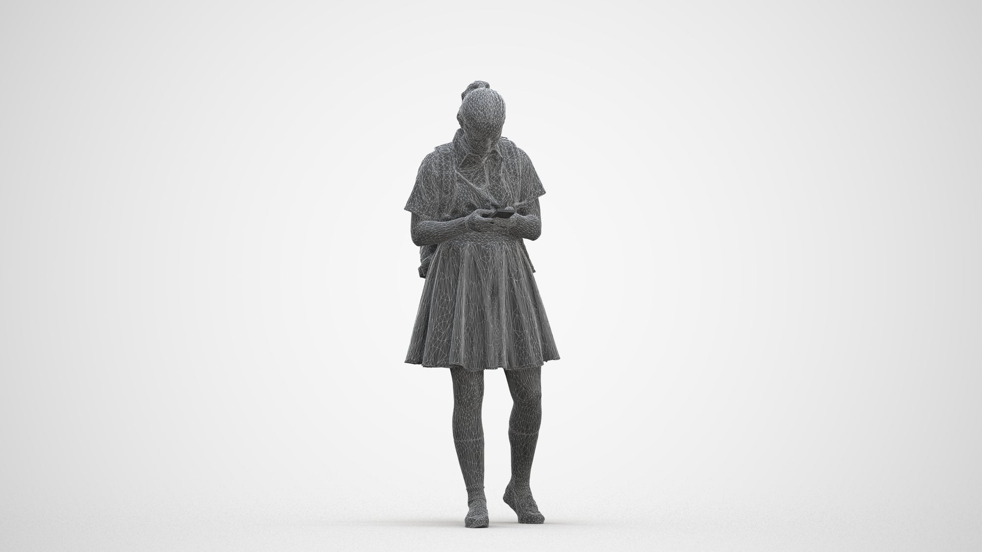 realistic 3D human girl kids, archviz people FBX OBJ for Blender, three-quarter front view render