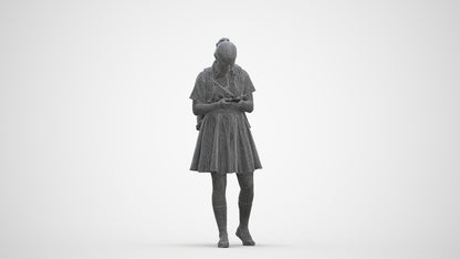 realistic 3D human girl kids, archviz people FBX OBJ for Blender, three-quarter front view render