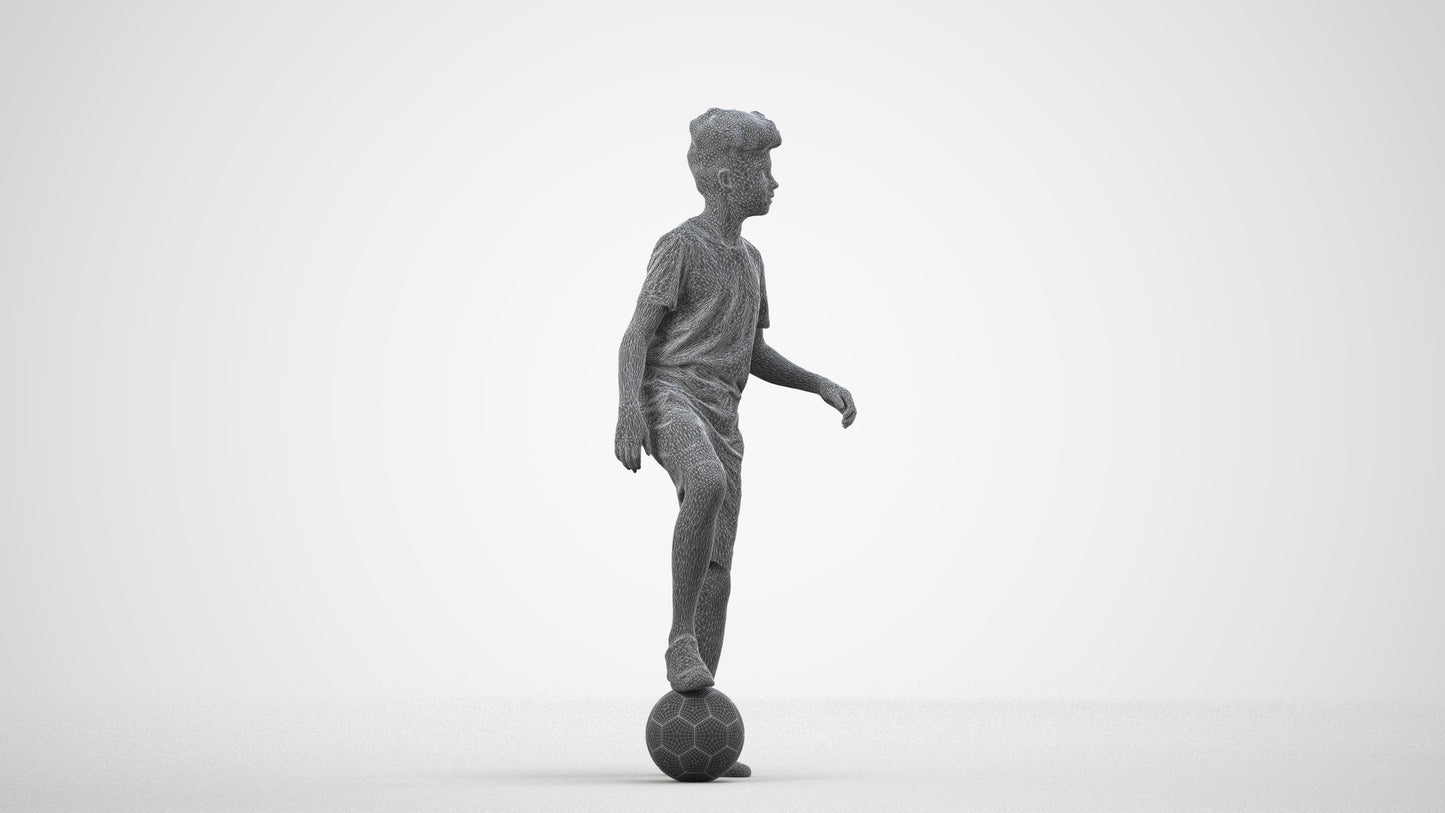 photogrammetry 3D boy casual kids, realistic human model archviz FBX, wireframe side view