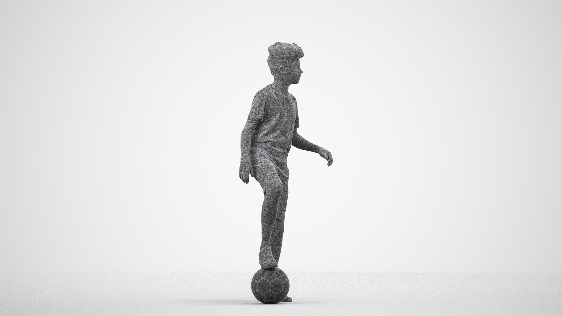 photogrammetry 3D boy casual kids, realistic human model archviz FBX, wireframe side view