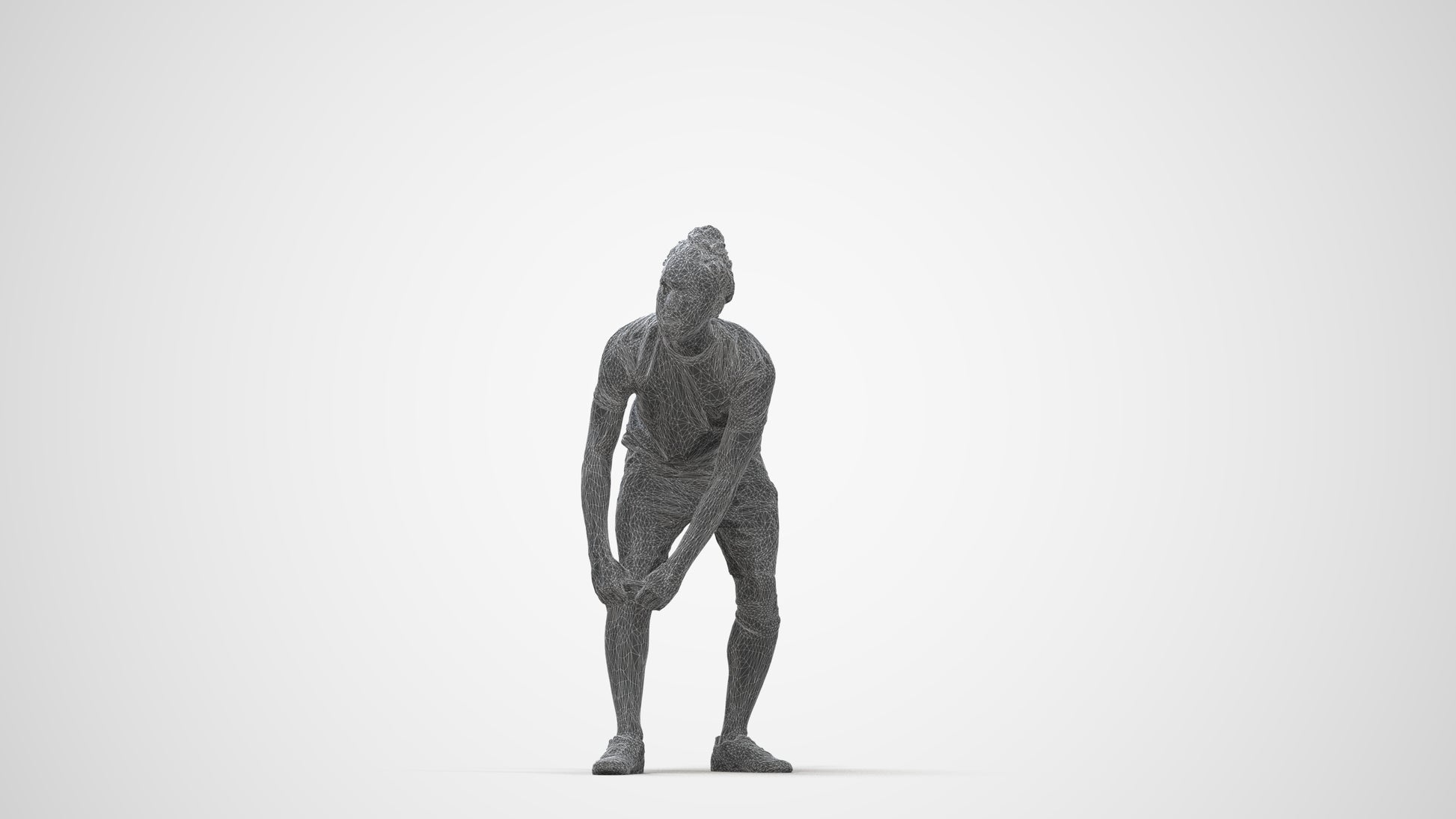 realistic 3D man sport, scanned archviz people for Blender and 3ds Max, wireframe back view
