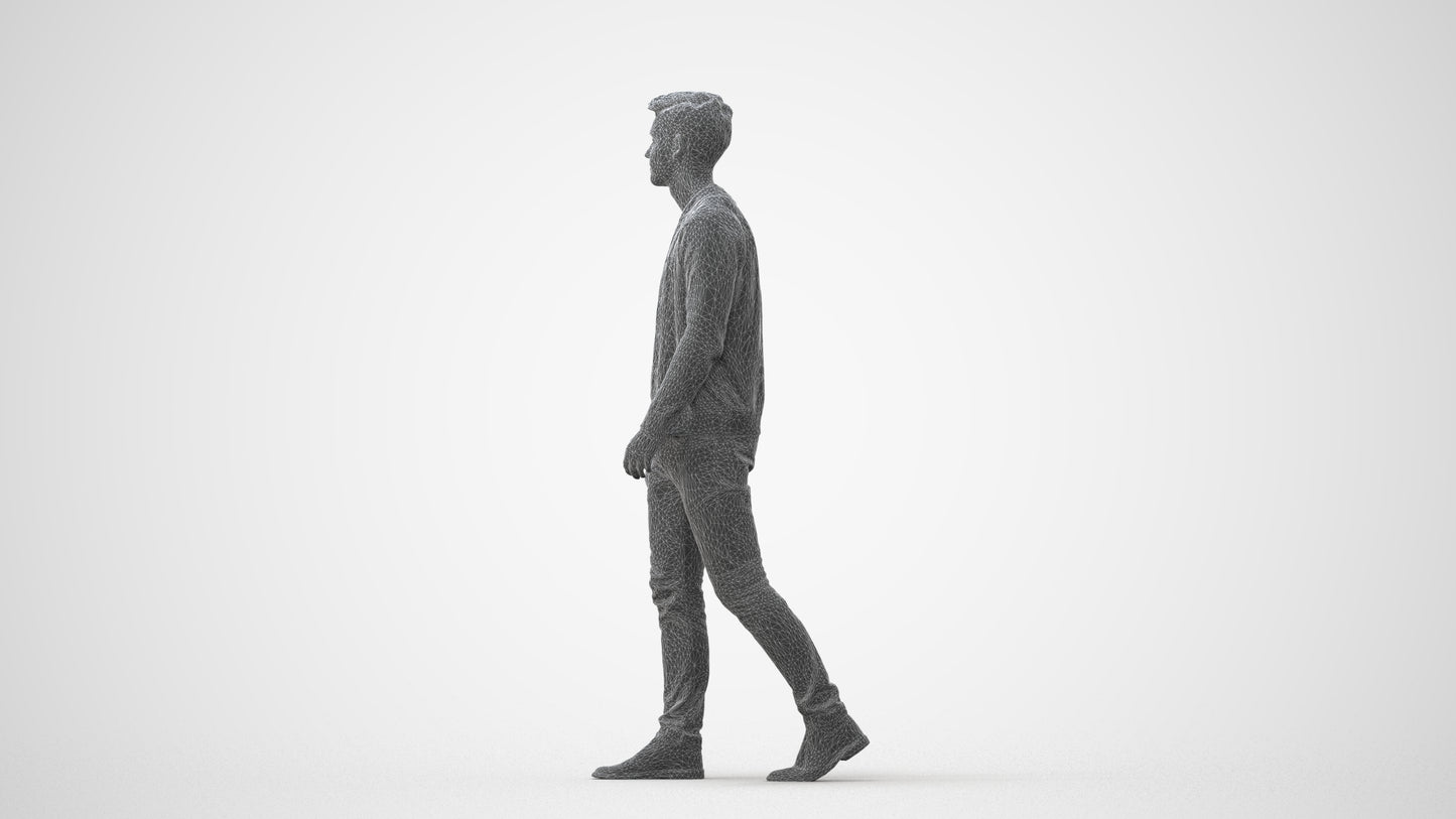realistic 3D human man casual walking, archviz people FBX OBJ for Blender, square thumbnail