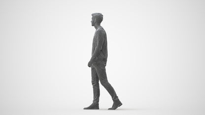 realistic 3D human man casual walking, archviz people FBX OBJ for Blender, square thumbnail