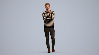 realistic 3D human man casual standing, archviz people FBX OBJ for Blender, standing pose render