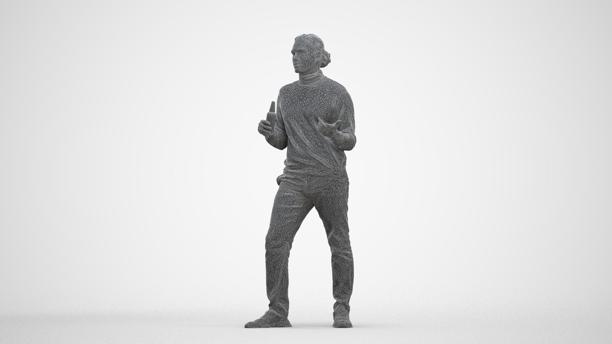 photogrammetry 3D man casual standing, realistic human model archviz FBX, three-quarter front view render