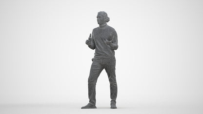 photogrammetry 3D man casual standing, realistic human model archviz FBX, three-quarter front view render