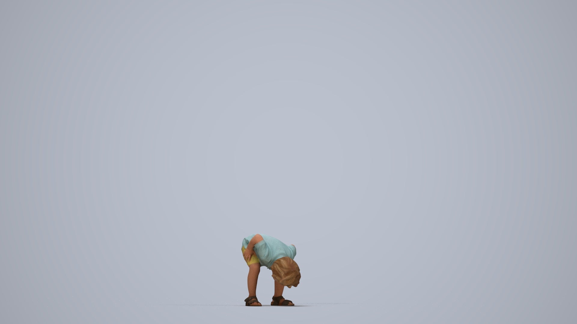 photogrammetry 3D boy casual kids, realistic human model archviz FBX, top-down view render