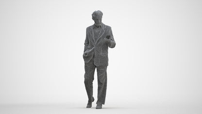 realistic 3D human man business walking, archviz people FBX OBJ for Blender, three-quarter front view render