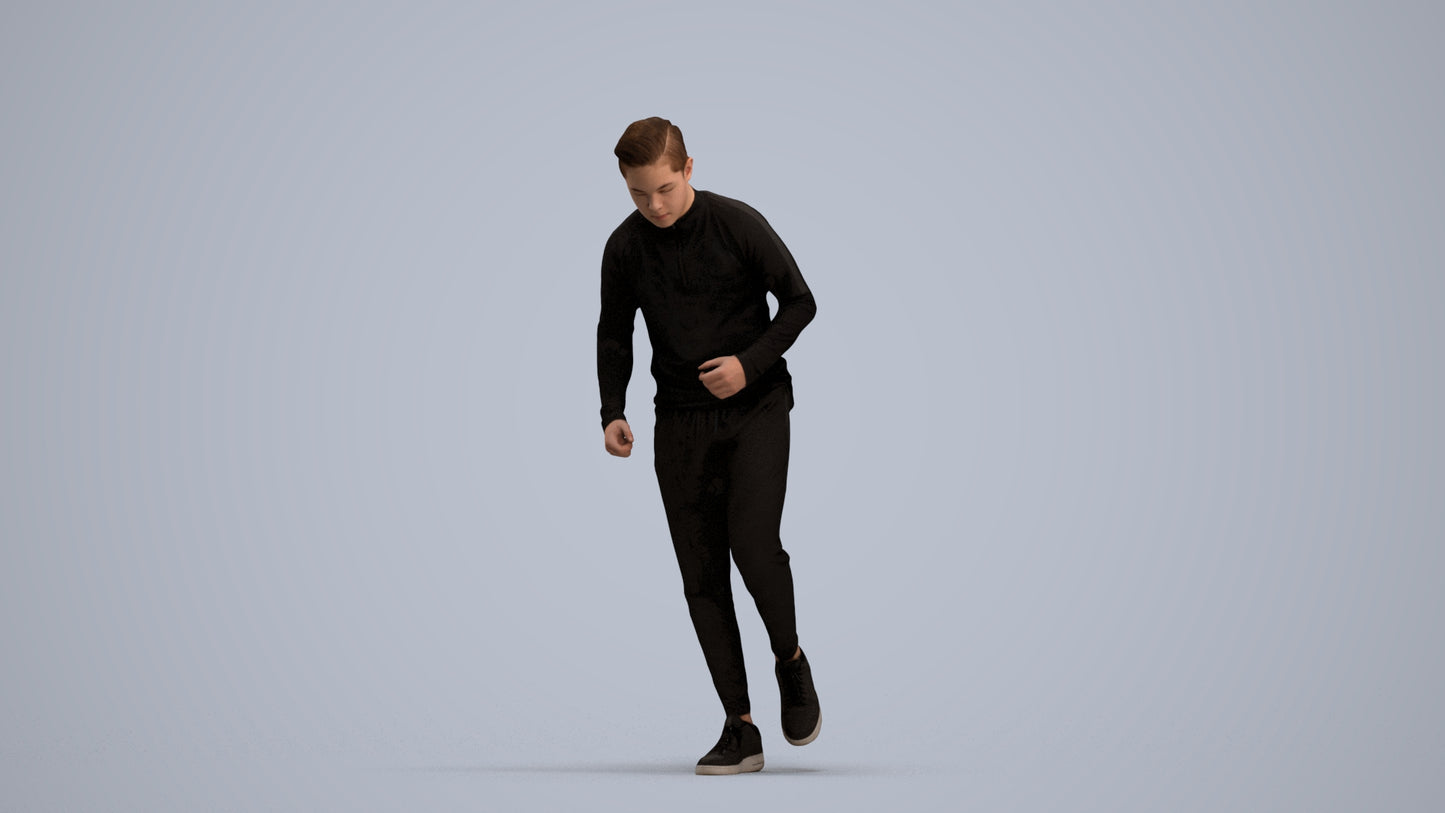 3D scanned boy sport casual, photorealistic archviz people for Enscape and SketchUp, standing pose render