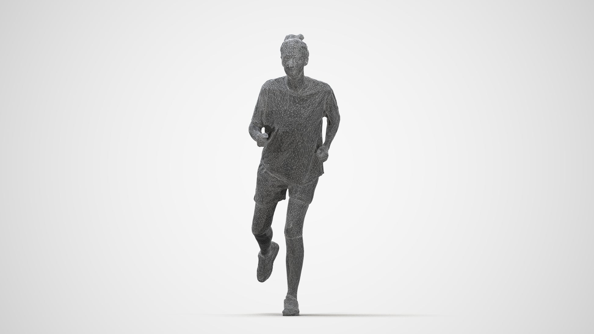 3D scanned woman sport, photorealistic archviz people for Enscape and SketchUp, wireframe back view