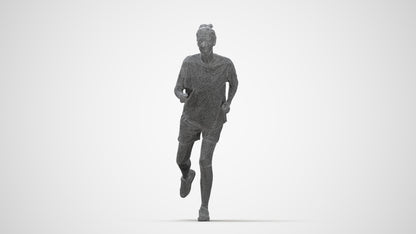3D scanned woman sport, photorealistic archviz people for Enscape and SketchUp, wireframe back view