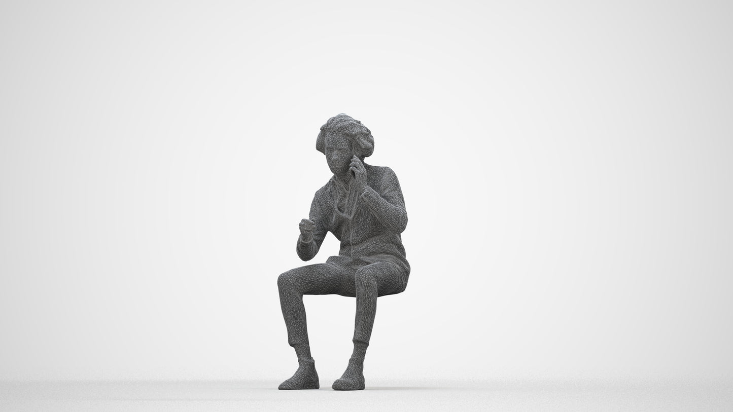 3D scanned man sitting business, photorealistic archviz people for Enscape and SketchUp, wireframe back view