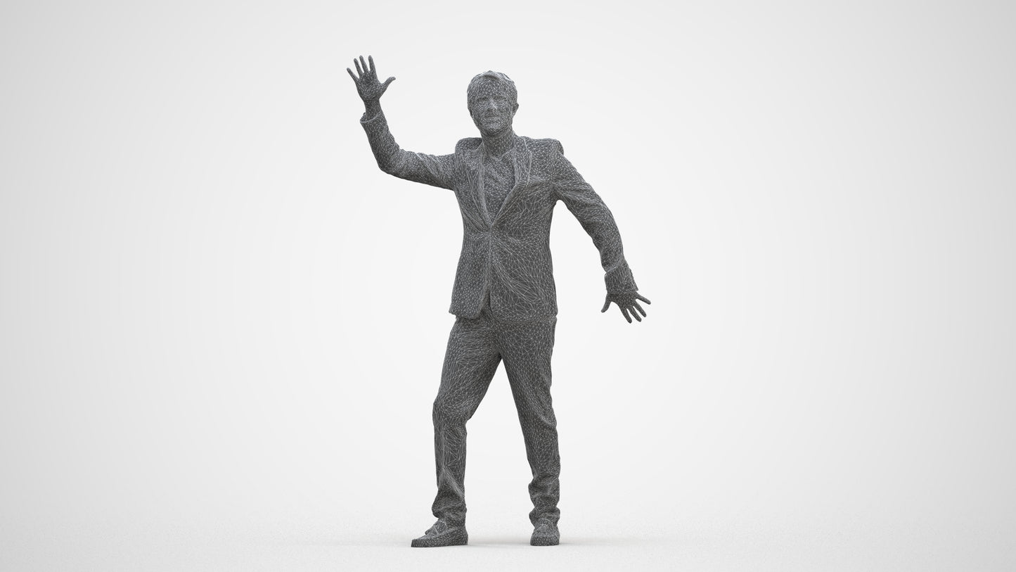 realistic 3D human man formal dancing, archviz people FBX OBJ for Blender, three-quarter front view render