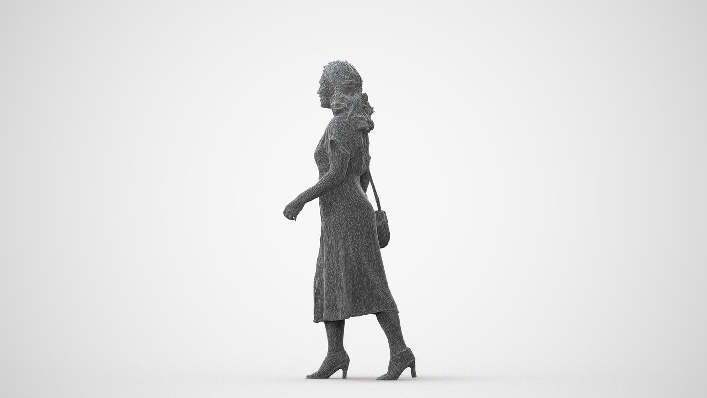 realistic 3D woman casual standing, scanned archviz people for Blender and 3ds Max, square thumbnail