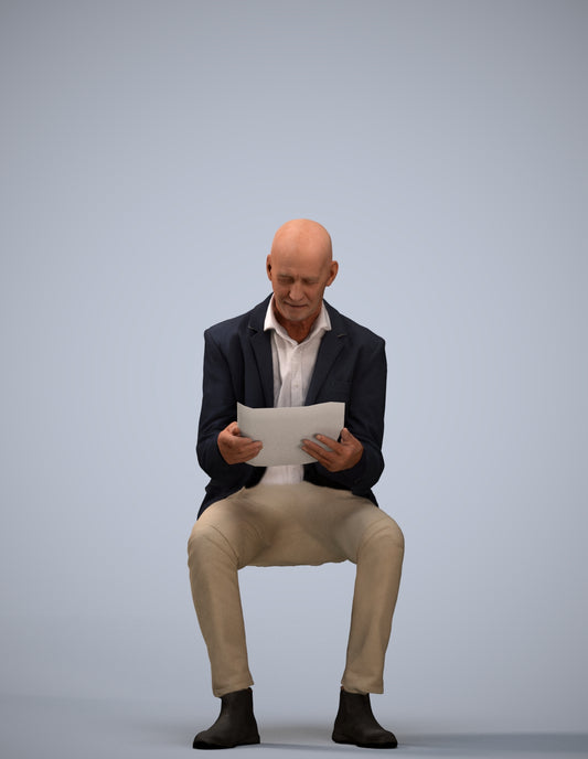 realistic 3D people senior man business, render-ready for V-Ray and Corona, FBX OBJ
