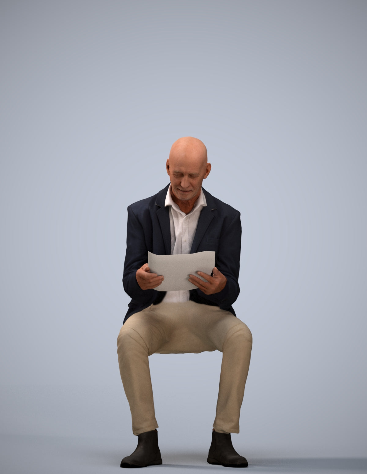 realistic 3D people senior man business, render-ready for V-Ray and Corona, FBX OBJ