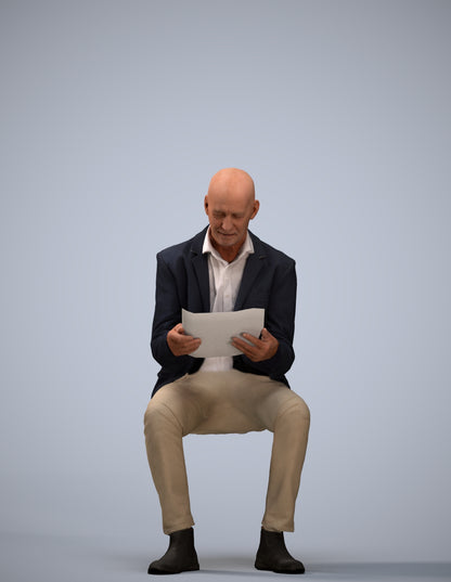 realistic 3D people senior man business, render-ready for V-Ray and Corona, FBX OBJ