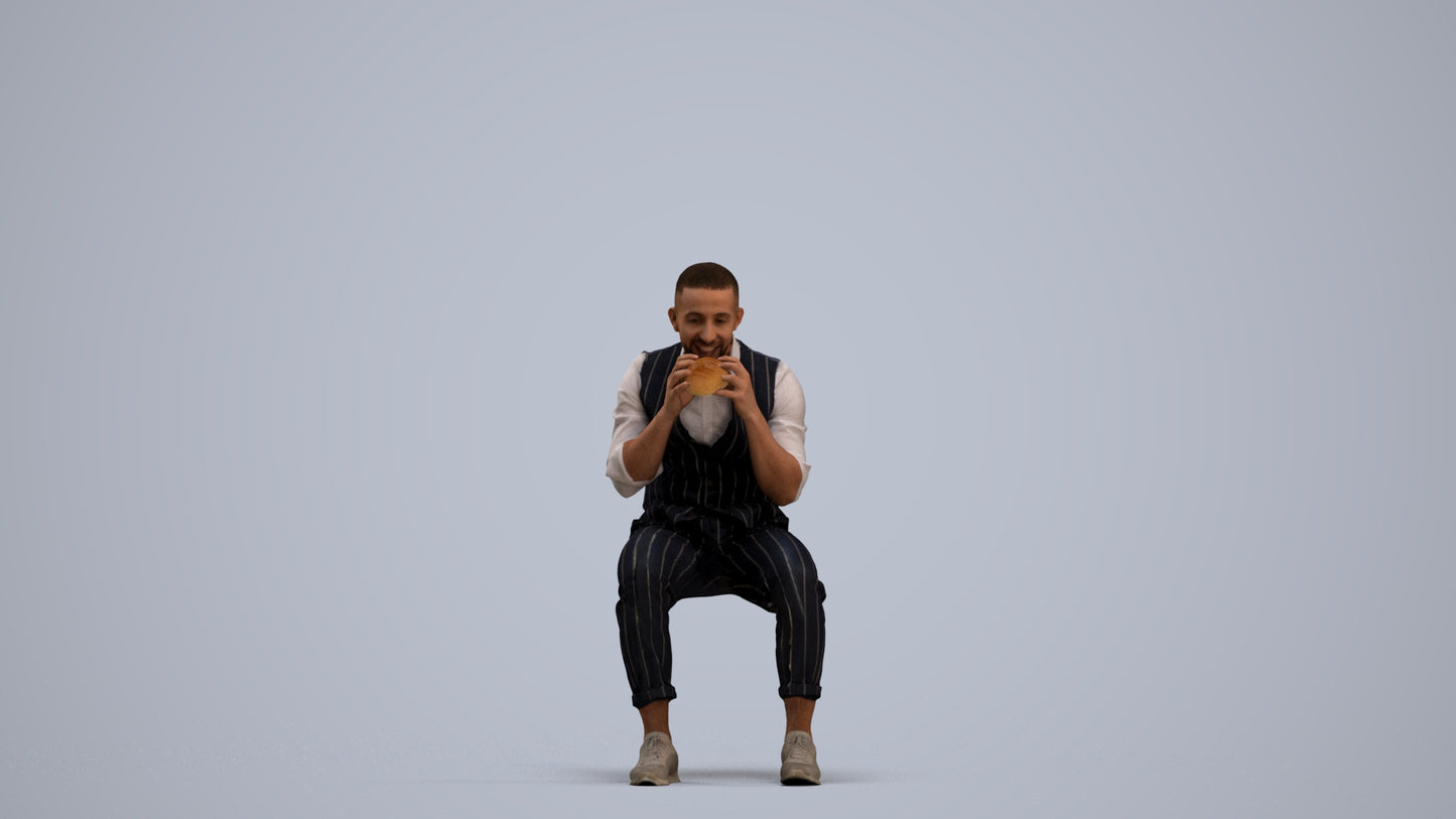 realistic 3D people man business sitting, render-ready for V-Ray and Corona, FBX OBJ, standing pose render