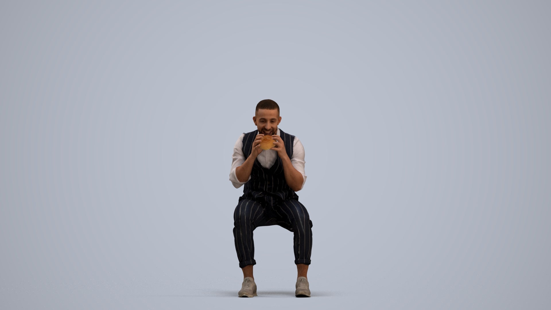 realistic 3D people man business sitting, render-ready for V-Ray and Corona, FBX OBJ, standing pose render