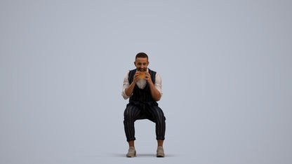 realistic 3D people man business sitting, render-ready for V-Ray and Corona, FBX OBJ, standing pose render