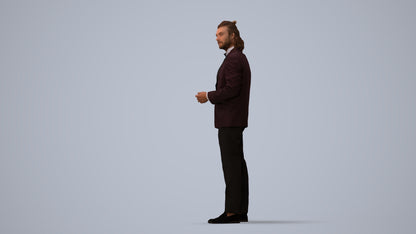 3D human model man formal formalaffairs, photogrammetry scanned person for archviz, three-quarter view render