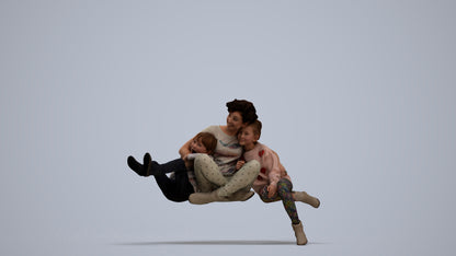 realistic 3D girl casual kids, scanned archviz people for Blender and 3ds Max, standing pose render
