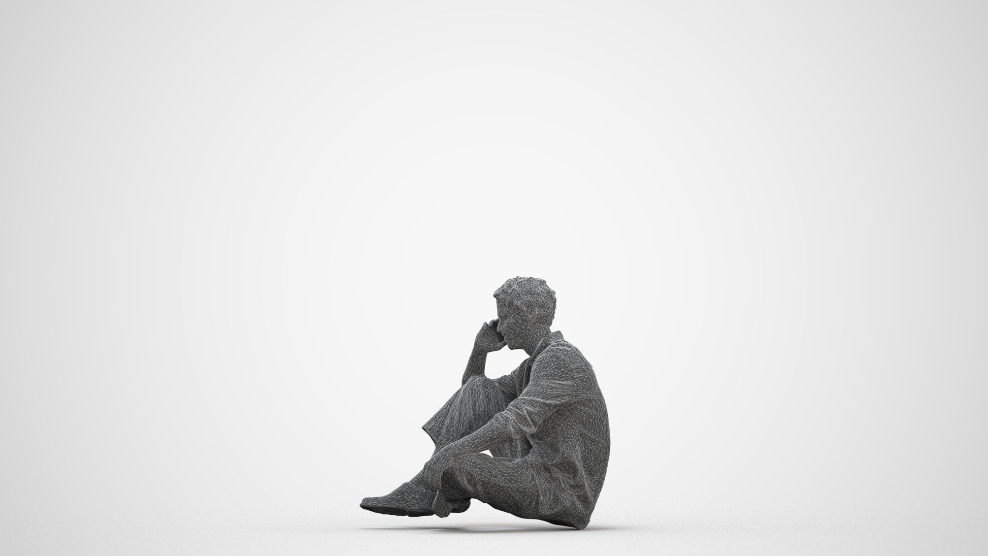 realistic 3D people man casual sitting, render-ready for V-Ray and Corona, FBX OBJ, three-quarter front view render