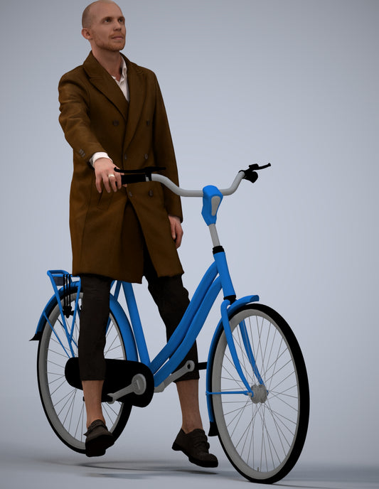 3D people model man business cycling, scanned human for 3ds Max rendering