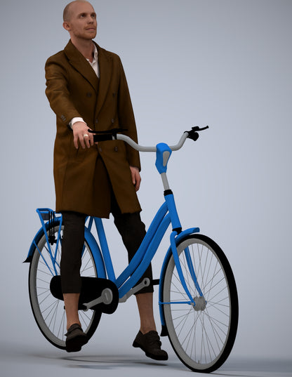 3D people model man business cycling, scanned human for 3ds Max rendering