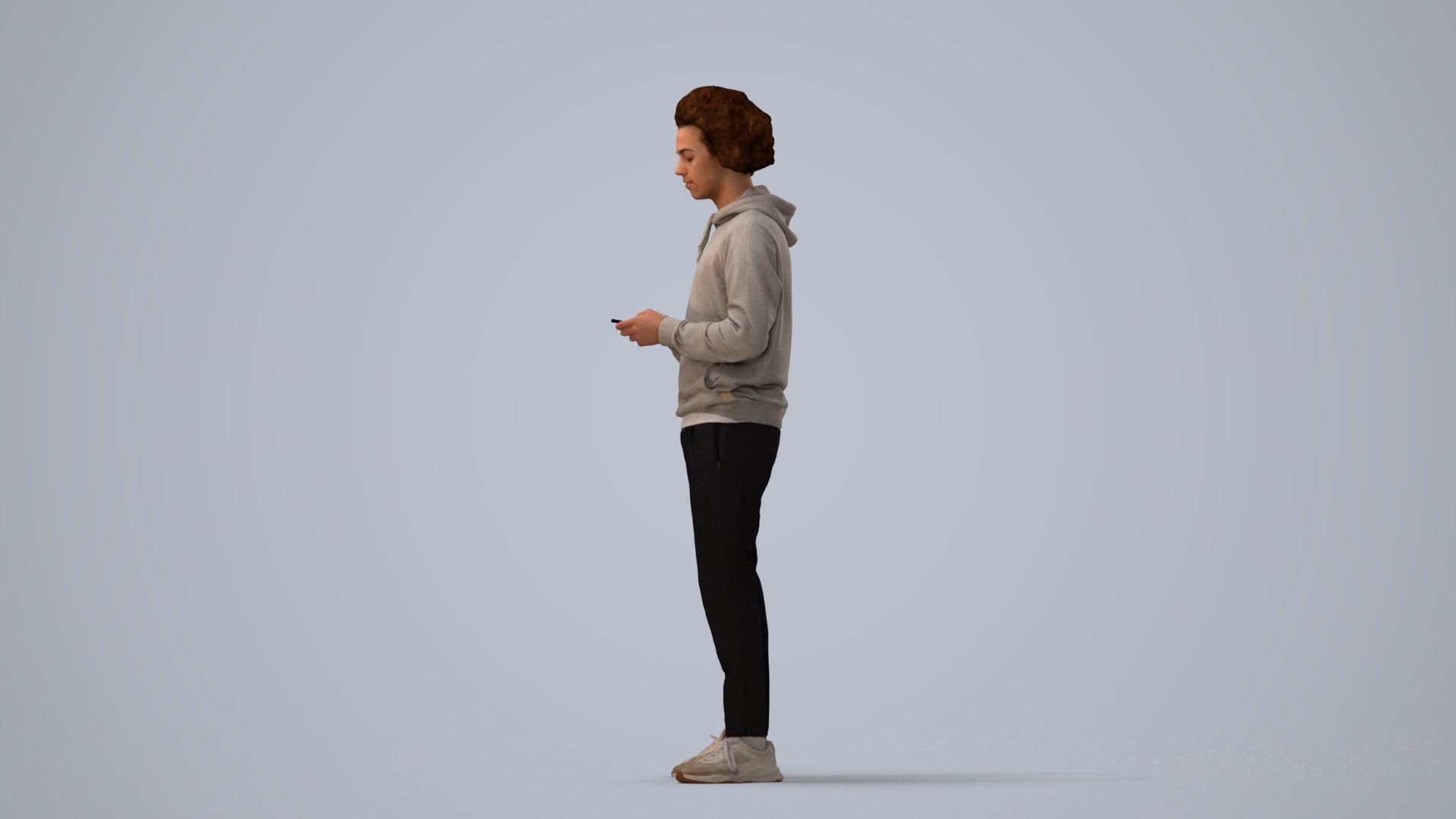 3D people model man casual standing, scanned human for 3ds Max rendering, three-quarter view render
