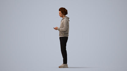 3D people model man casual standing, scanned human for 3ds Max rendering, three-quarter view render