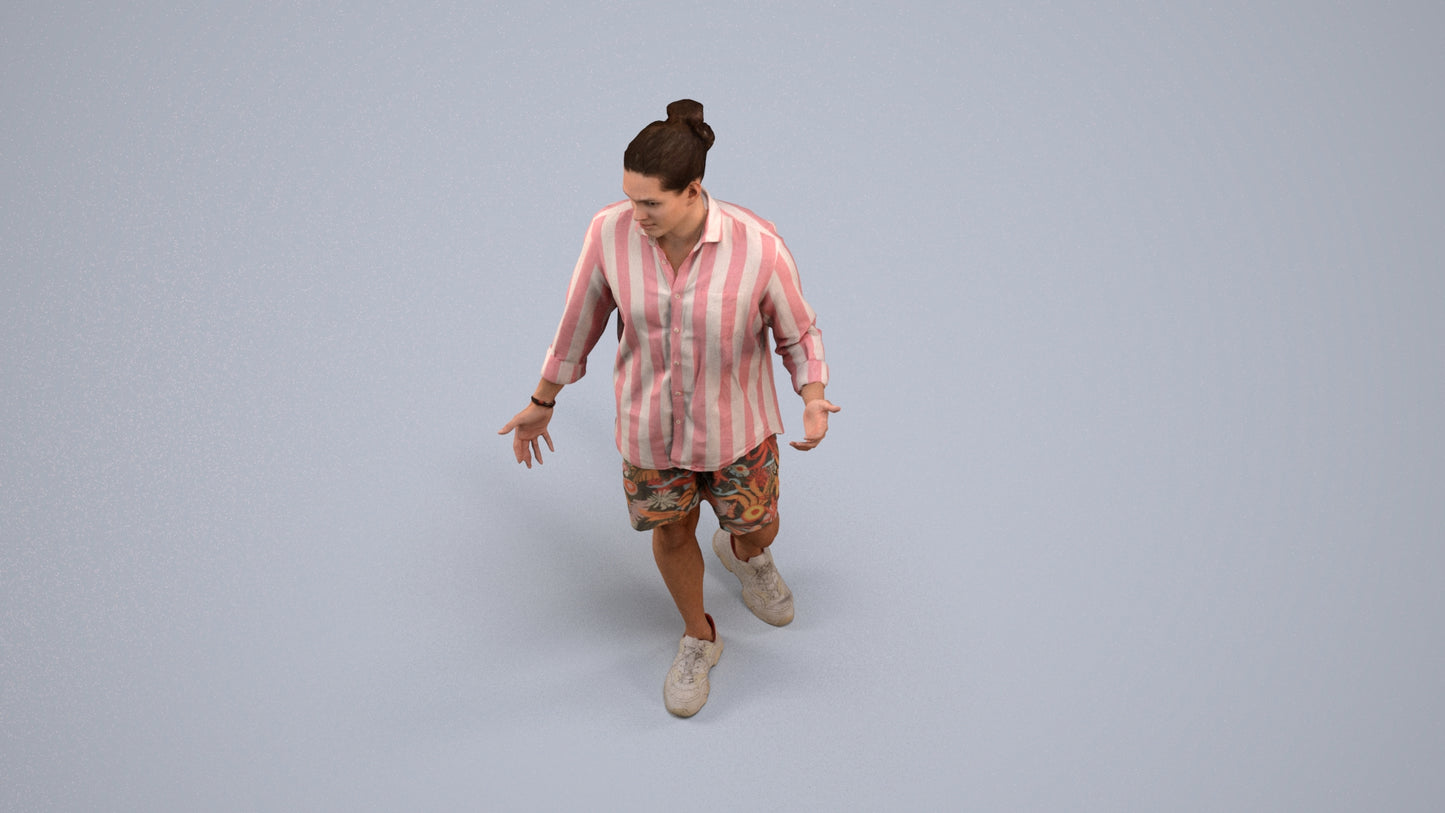 scanned 3D man casual walking, photogrammetry people for Enscape and V-Ray, back view render
