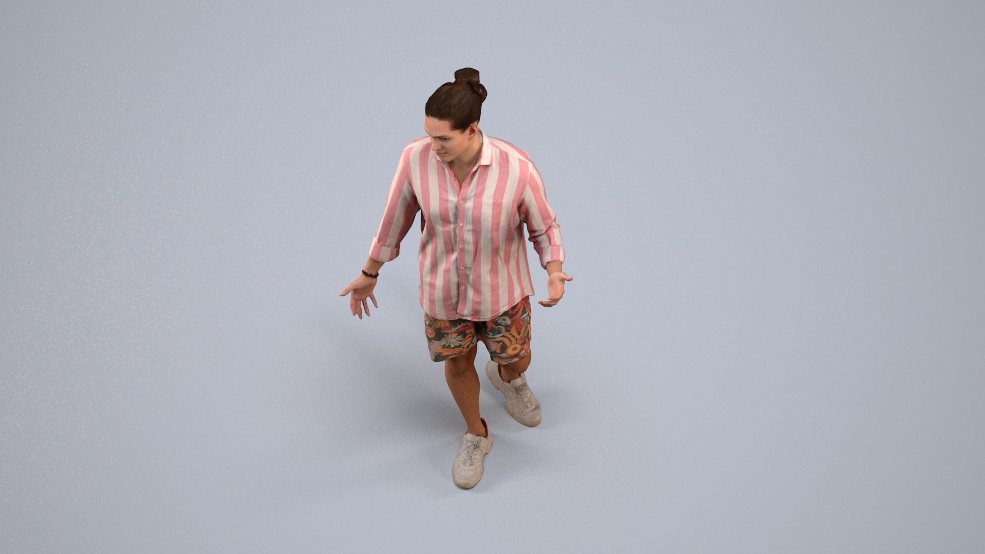 scanned 3D man casual walking, photogrammetry people for Enscape and V-Ray, back view render