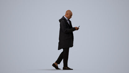 3D people model man business, scanned human for 3ds Max rendering, side view render