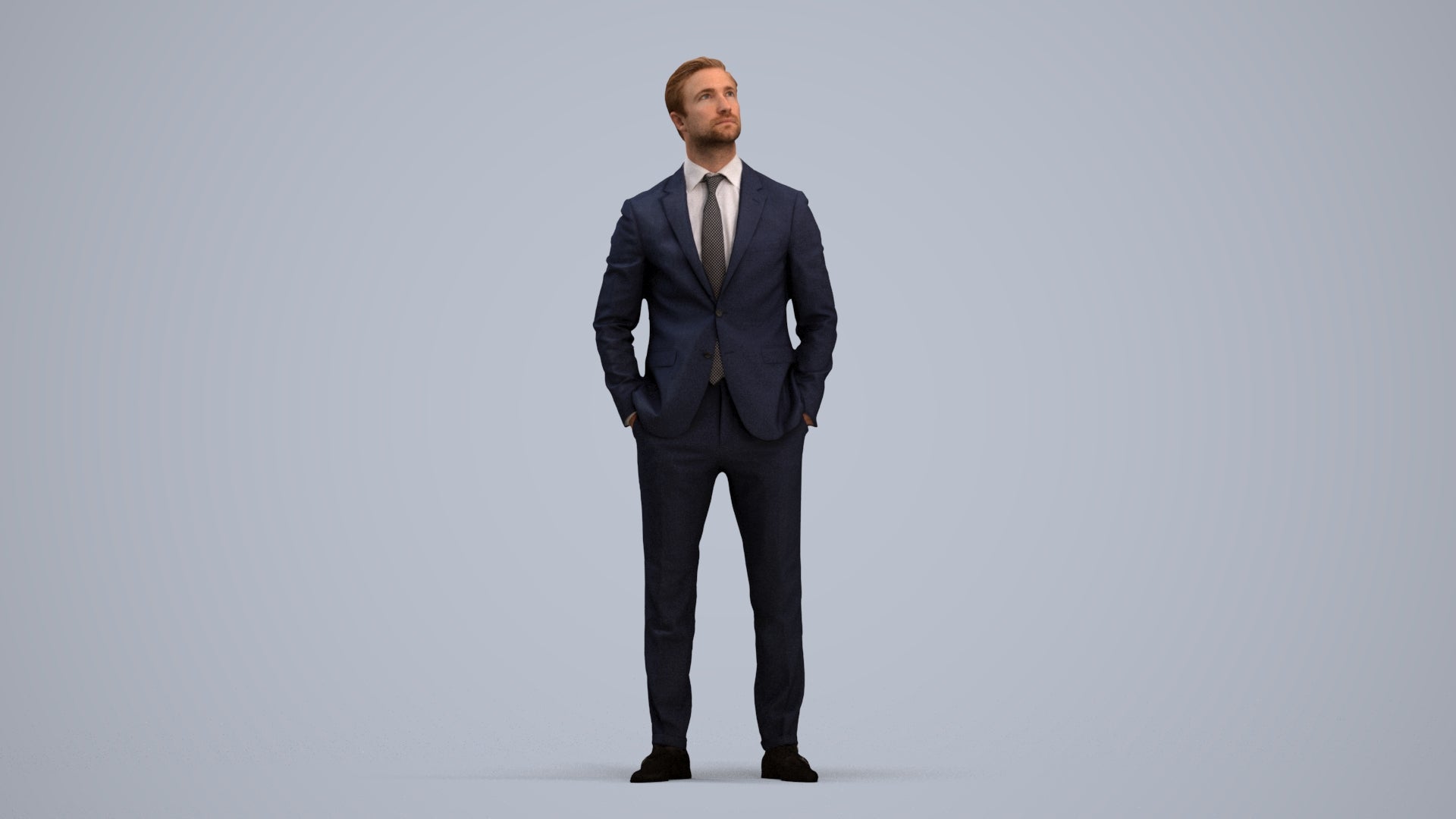 realistic 3D people man business, render-ready for V-Ray and Corona, FBX OBJ, standing pose render