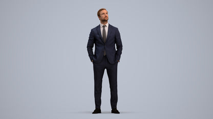 realistic 3D people man business, render-ready for V-Ray and Corona, FBX OBJ, standing pose render
