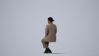 photogrammetry 3D woman business, realistic human model archviz FBX, three-quarter view render