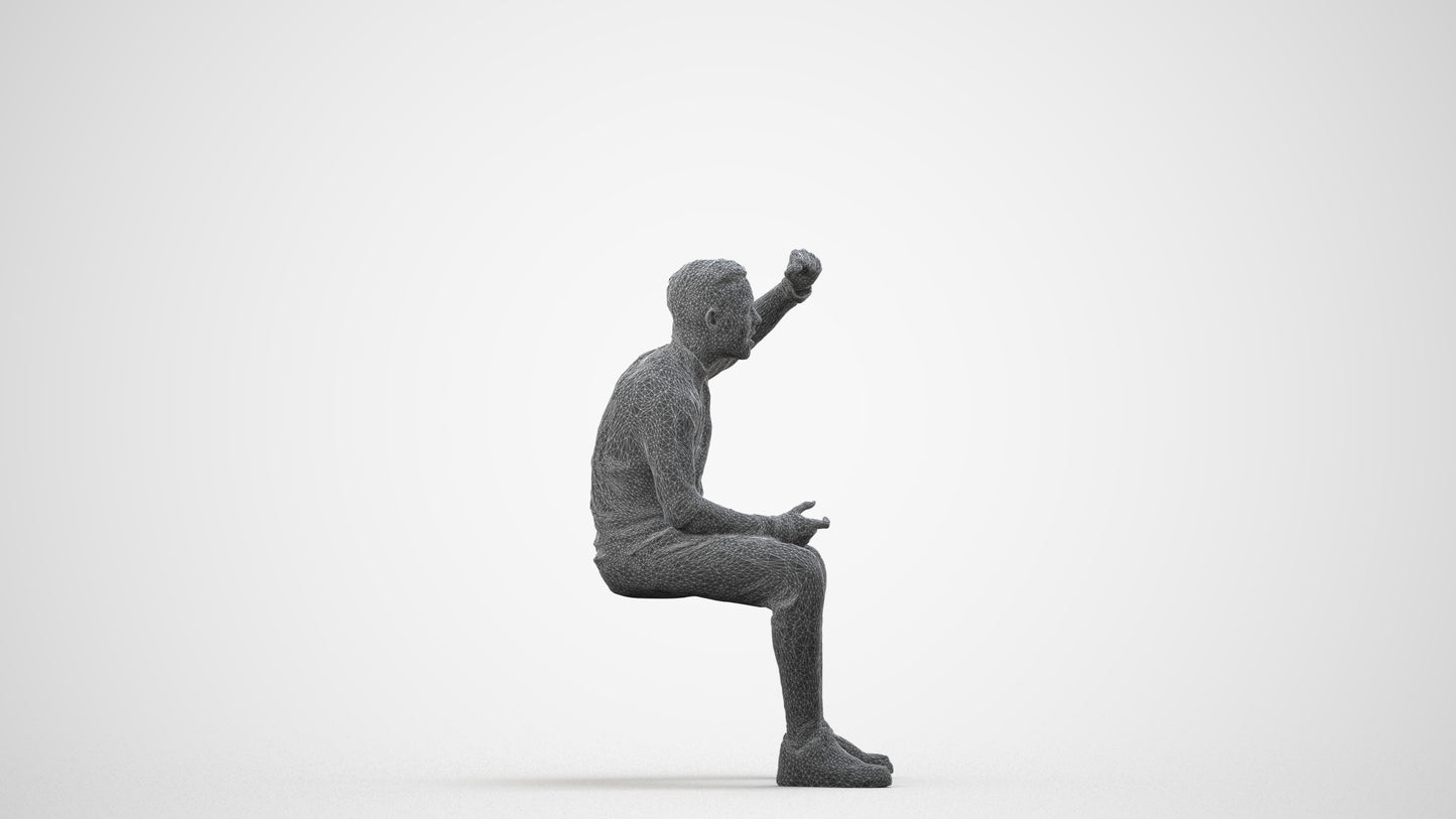 scanned 3D boy casual kids, photogrammetry people for Enscape and V-Ray, wireframe side view