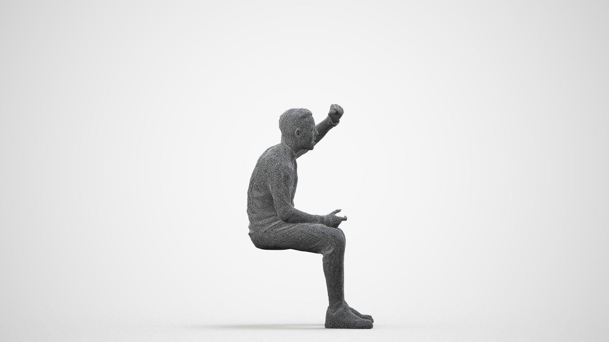 scanned 3D boy casual kids, photogrammetry people for Enscape and V-Ray, wireframe side view