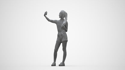 realistic 3D people woman casual standing, render-ready for V-Ray and Corona, FBX OBJ, wireframe back view