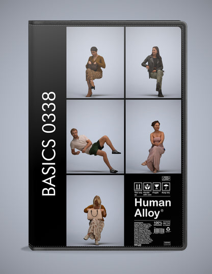 photogrammetry 3D people sitting collection, 5 realistic human models archviz FBX