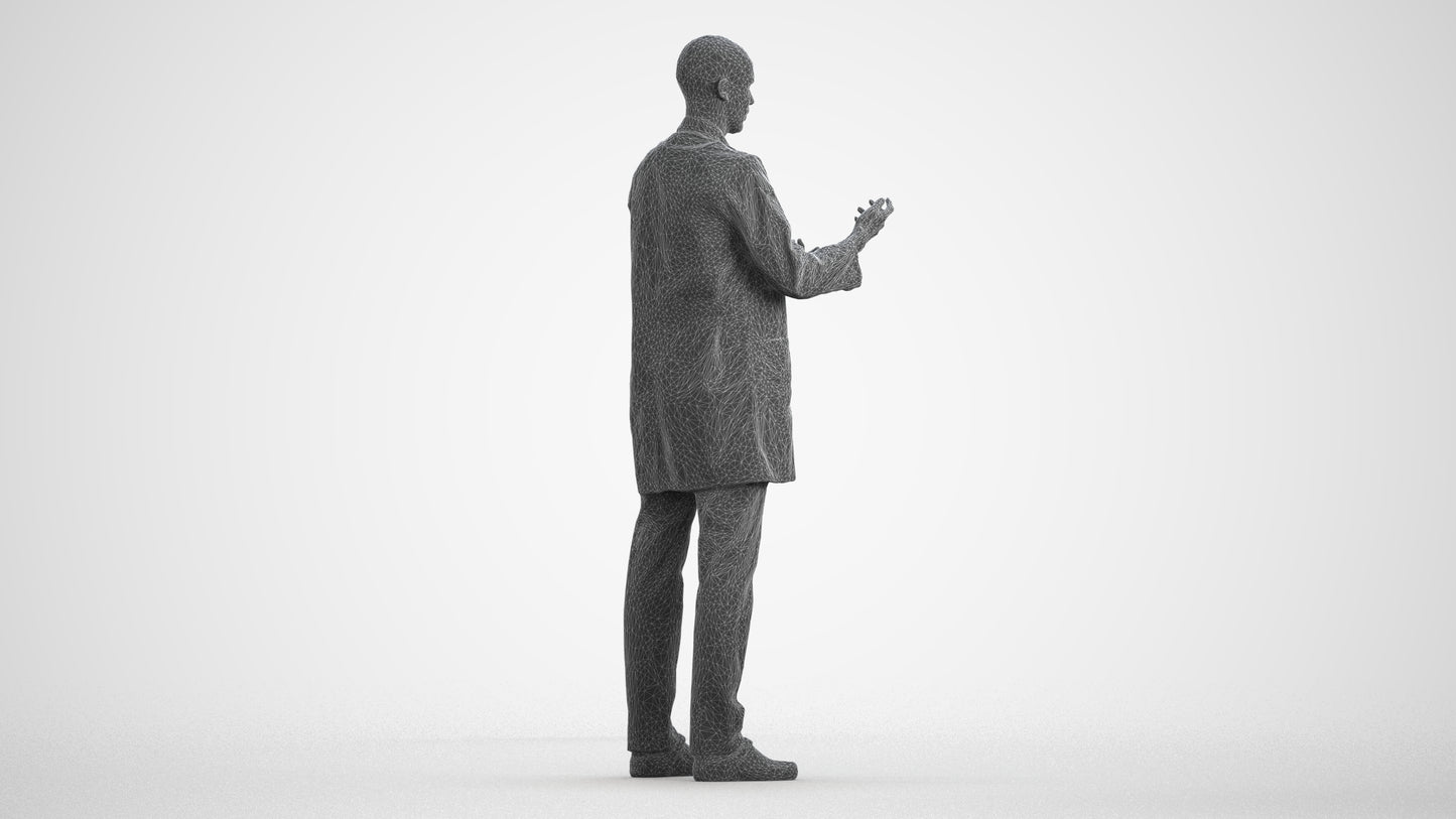 photogrammetry 3D man medical, realistic human model archviz FBX, wireframe front view