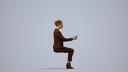 3D scanned woman business, photorealistic archviz people for Enscape and SketchUp, side view render