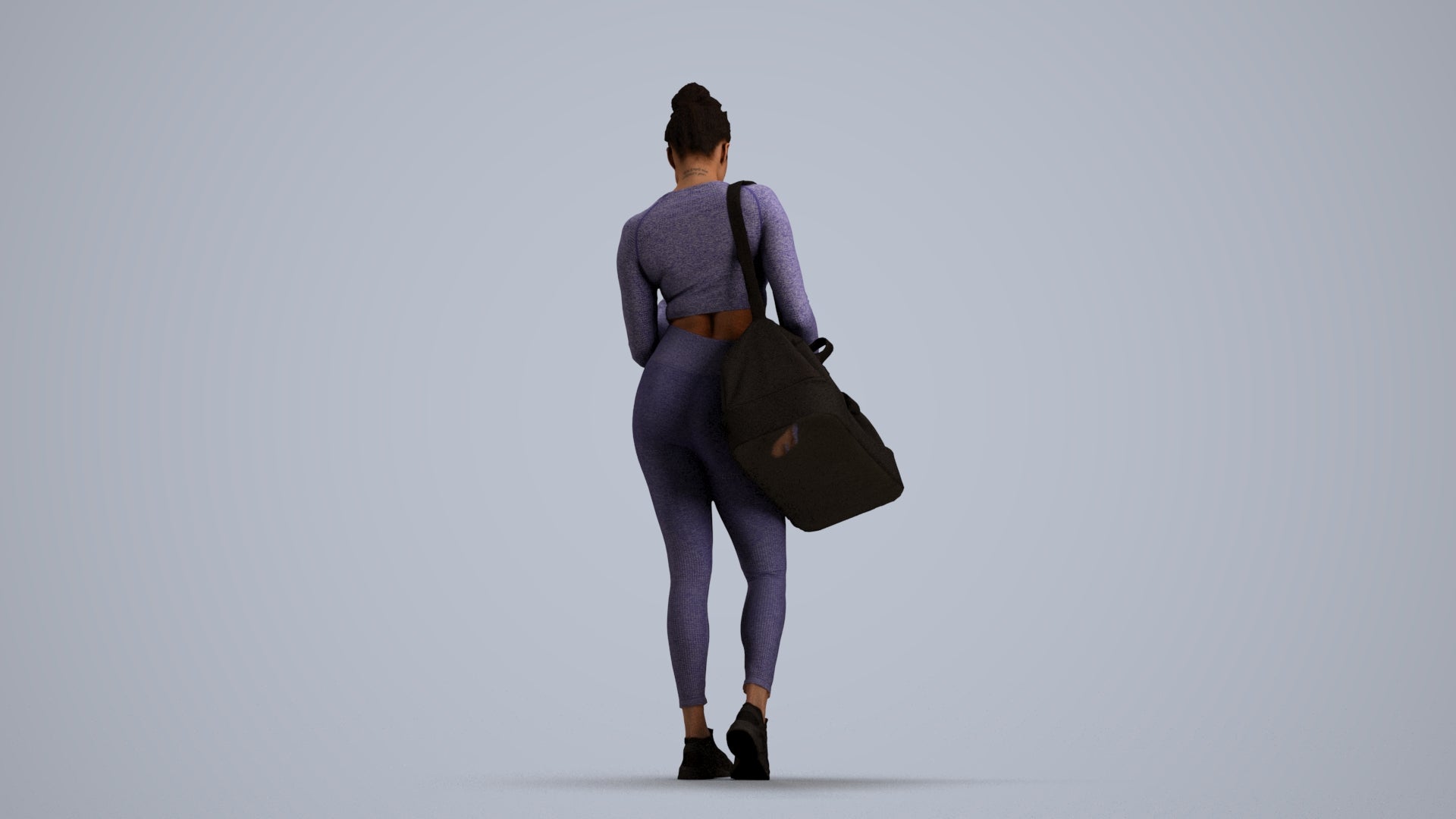 realistic 3D human woman sport, archviz people FBX OBJ for Blender, front view render