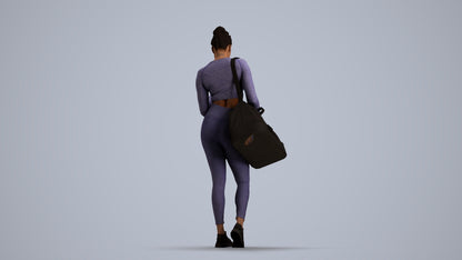 realistic 3D human woman sport, archviz people FBX OBJ for Blender, front view render