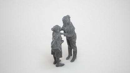 3D scanned girl kids casual, photorealistic archviz people for Enscape and SketchUp, wireframe three-quarter view