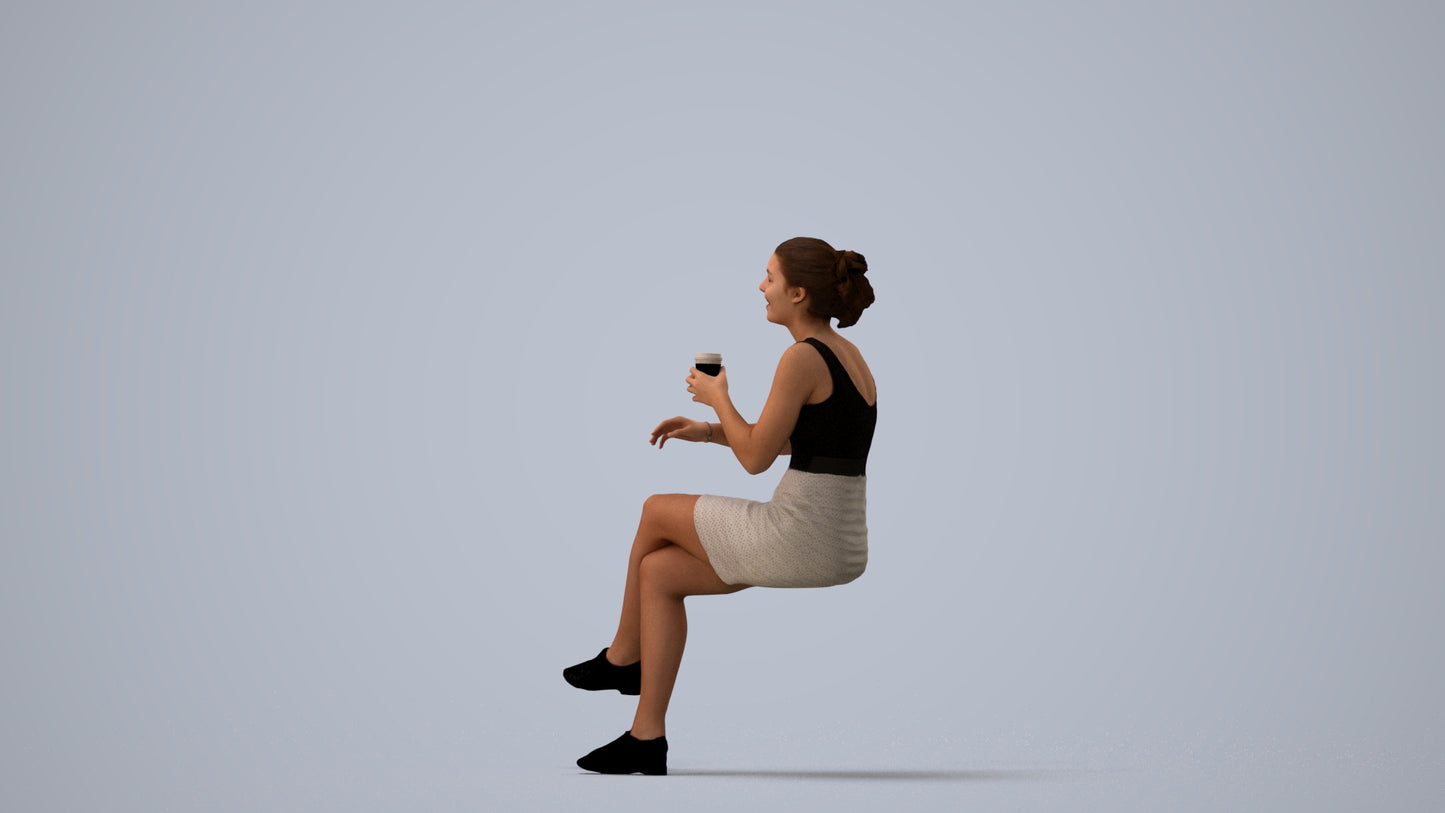 3D people model girl casual kids, scanned human for 3ds Max rendering, three-quarter view render